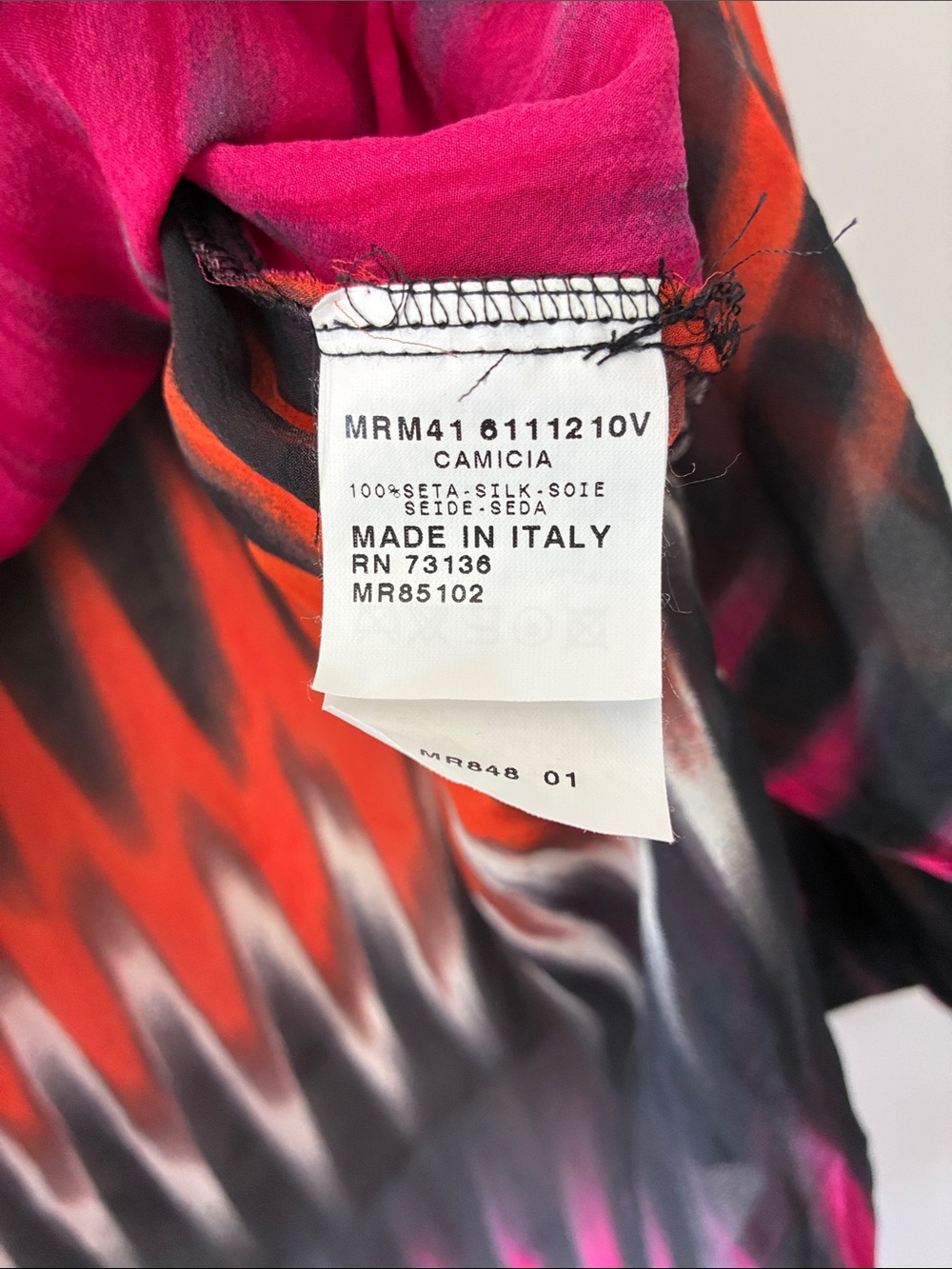 Marina Rinaldi Size 23 100% Silk Patterned Sheer Blouse - Picture 6 of 8